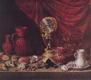 PEREDA, Antonio de Stiil-life with a Pendulum sg USA oil painting artist
